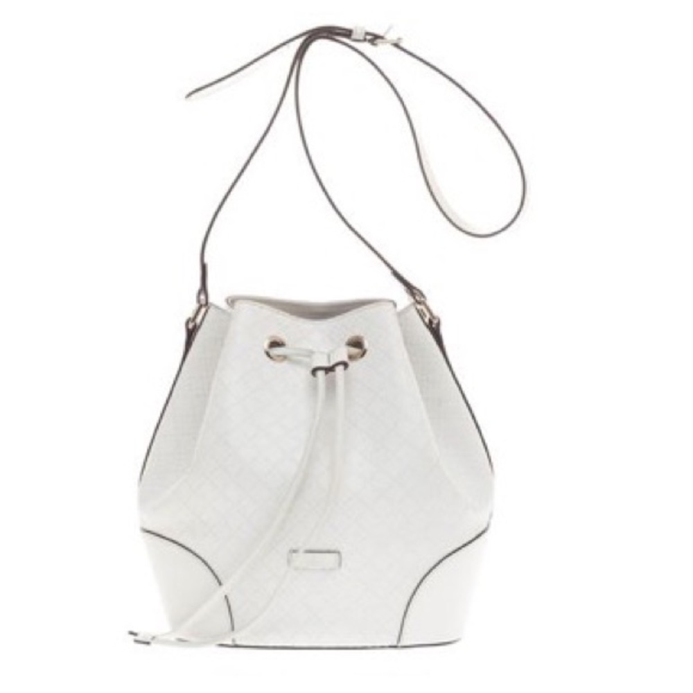 GUCCI Bright Diamante Small Bucket Bag, White